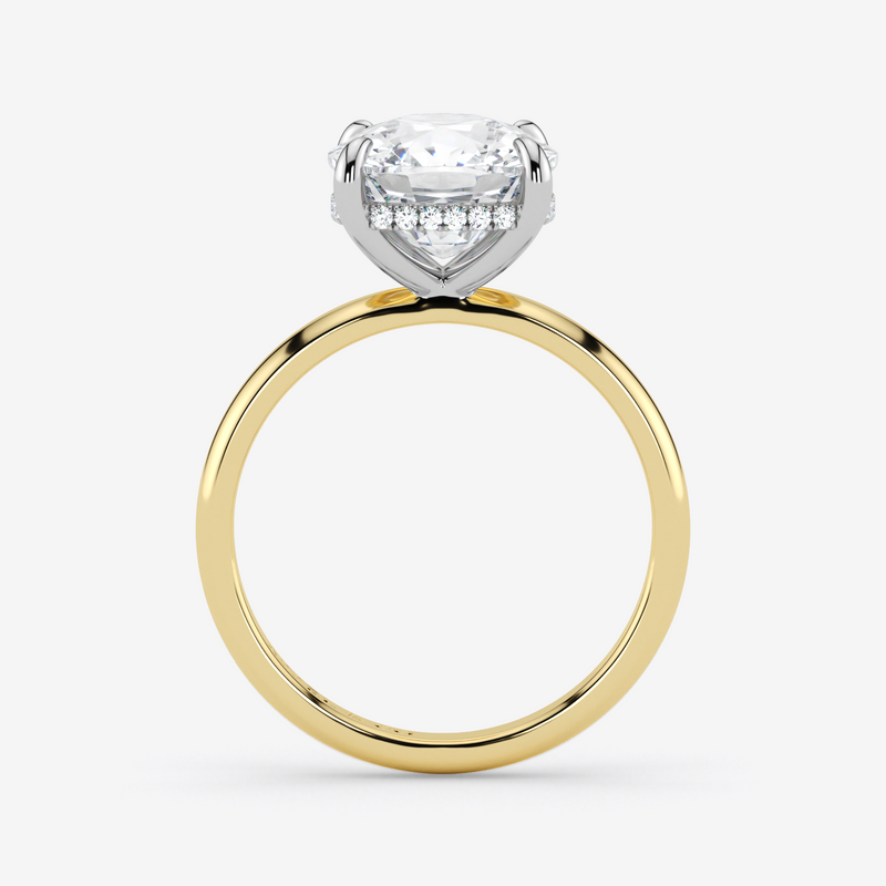 1.82 Ct Cushion Cut Diamond Hidden Halo Engagement Ring in 18K Gold