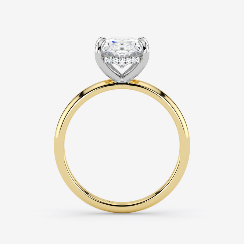 2.09 Ct Oval Diamond Hidden Halo Engagement Ring in 18K Two-Tone Gold