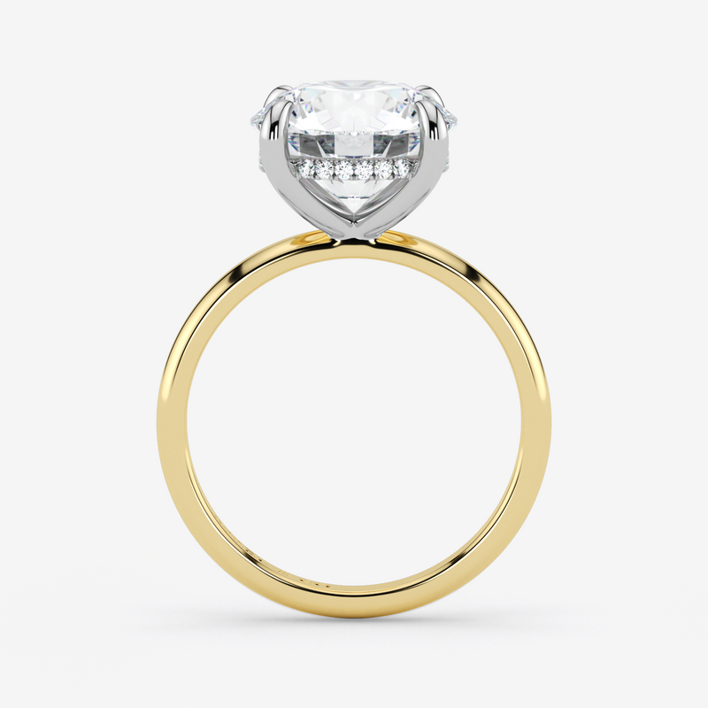 2.42 Ct Round Diamond Hidden Halo Engagement Ring in 18K Gold