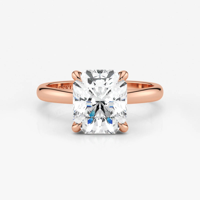 Radiant cut lab diamond engagement ring in 18K rose gold by Assel & Co
