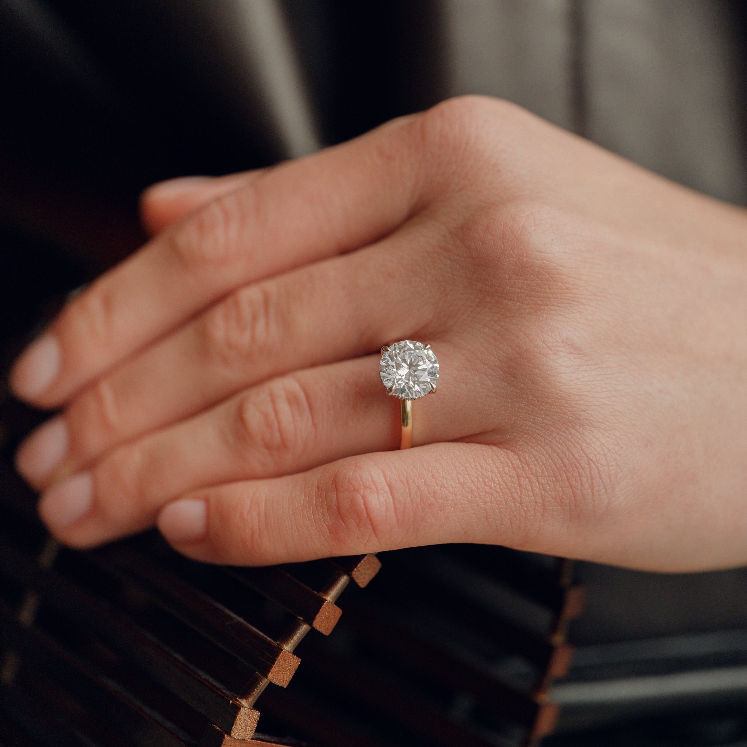 Round Cut Lab Grown Diamond Engagement Ring in 18K Yellow Gold - Solitaire Style