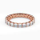 Cushion Cut Lab Grown Diamond Eternity Wedding Ring in 18K Rose Gold