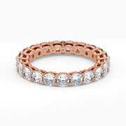 Cushion Cut Lab Grown Diamond Eternity Wedding Ring in 18K Rose Gold