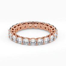 Cushion Cut Lab Grown Diamond Eternity Wedding Ring in 18K Rose Gold