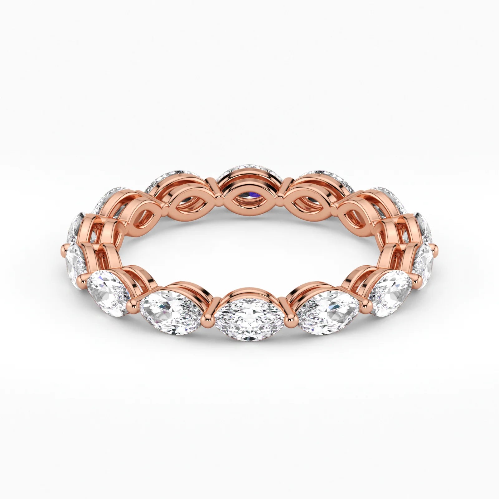Marquise Cut Lab Grown Diamond Eternity Wedding Ring in 18K Rose Gold