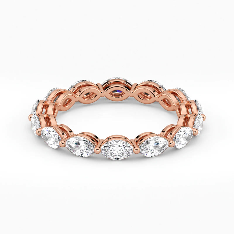 Marquise Cut Lab Grown Diamond Eternity Wedding Ring in 18K Rose Gold