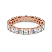 Princess Cut Lab Grown Diamond Eternity Wedding Ring in 18K Rose Gold