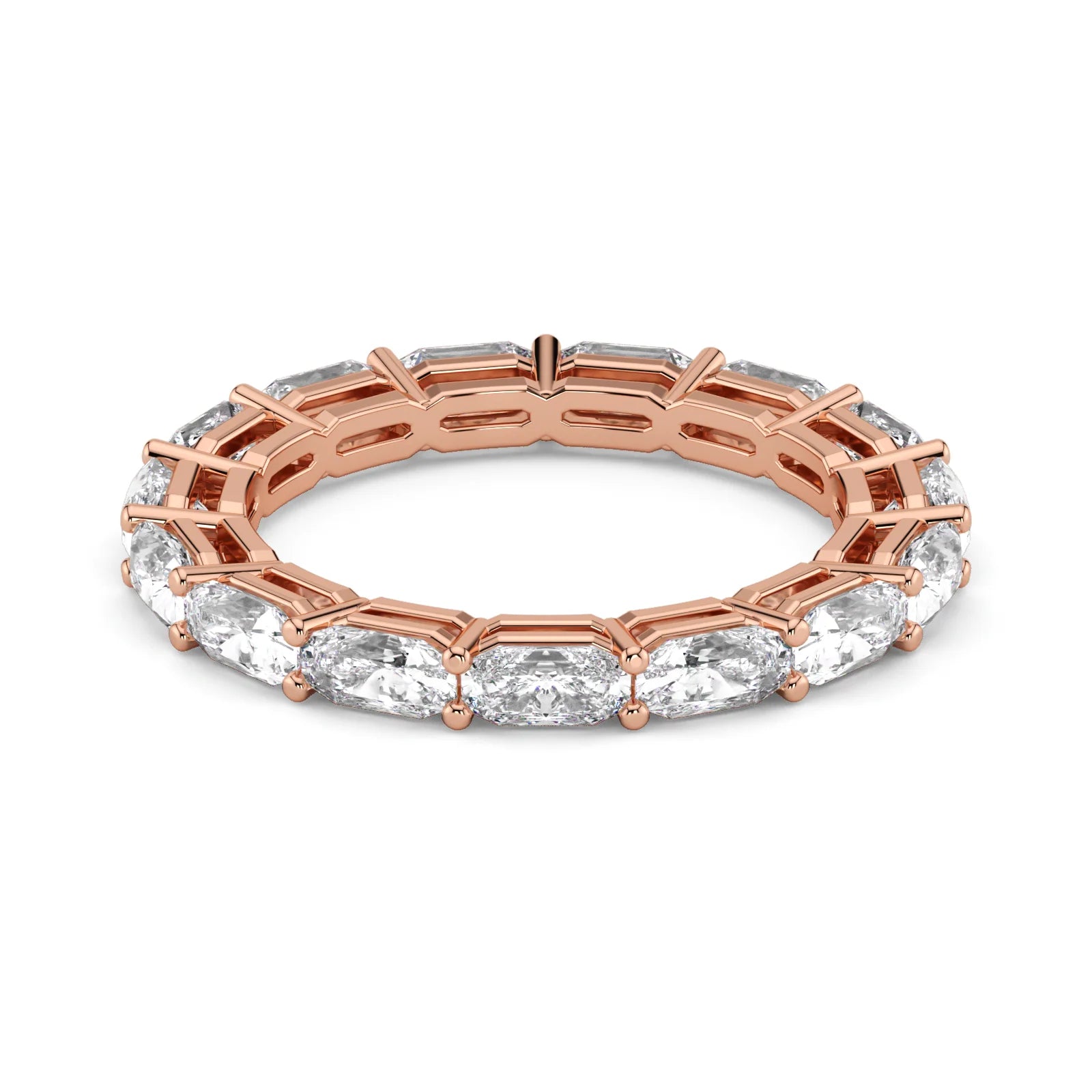 Radiant Cut Lab Grown Diamond Eternity Wedding Ring in 18K Rose Gold