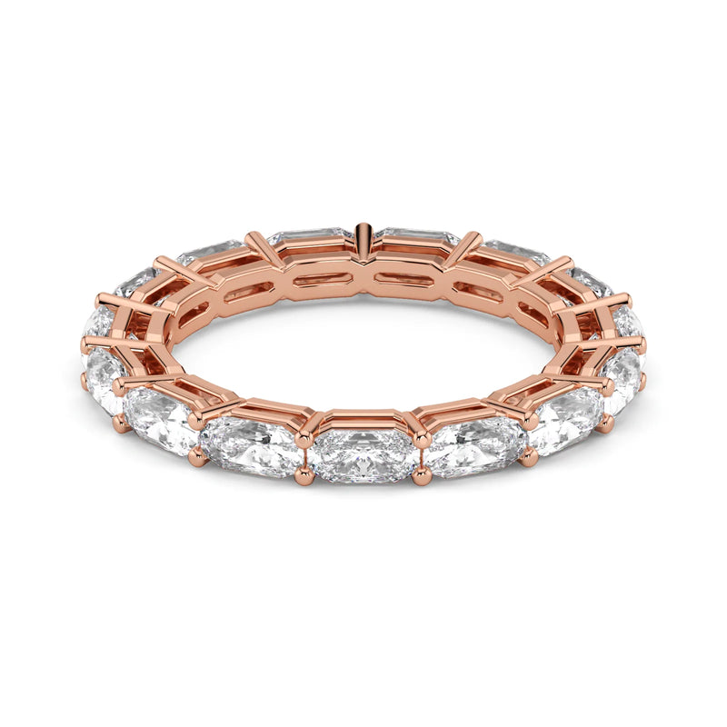 Radiant Cut Lab Grown Diamond Eternity Wedding Ring in 18K Rose Gold