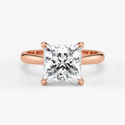 Princess cut lab-grown diamond engagement ring in 18K rose gold by Assel & Co