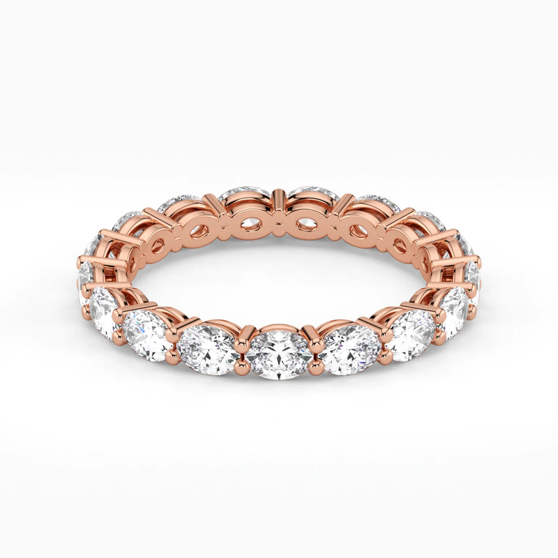 Oval Cut Lab Grown Diamond Eternity Wedding Ring in 18K Rose Gold
