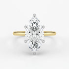 Marquise Cut Lab Grown Diamond Engagement Ring in 18K Two-Tone Gold - Solitaire Style