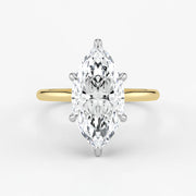 Marquise Cut Lab Grown Diamond Engagement Ring in 18K Two-Tone Gold - Solitaire Style