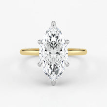 Marquise Cut Lab Grown Diamond Engagement Ring in 18K Two-Tone Gold - Solitaire Style