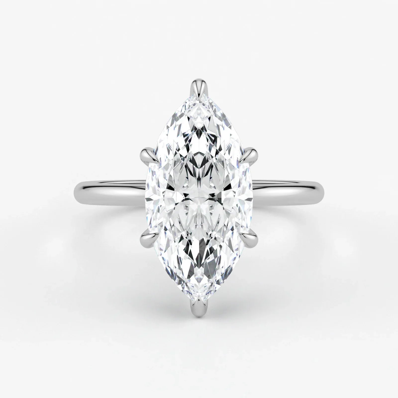 Marquise Cut Lab Grown Diamond Engagement Ring in Platinum - Hidden Halo