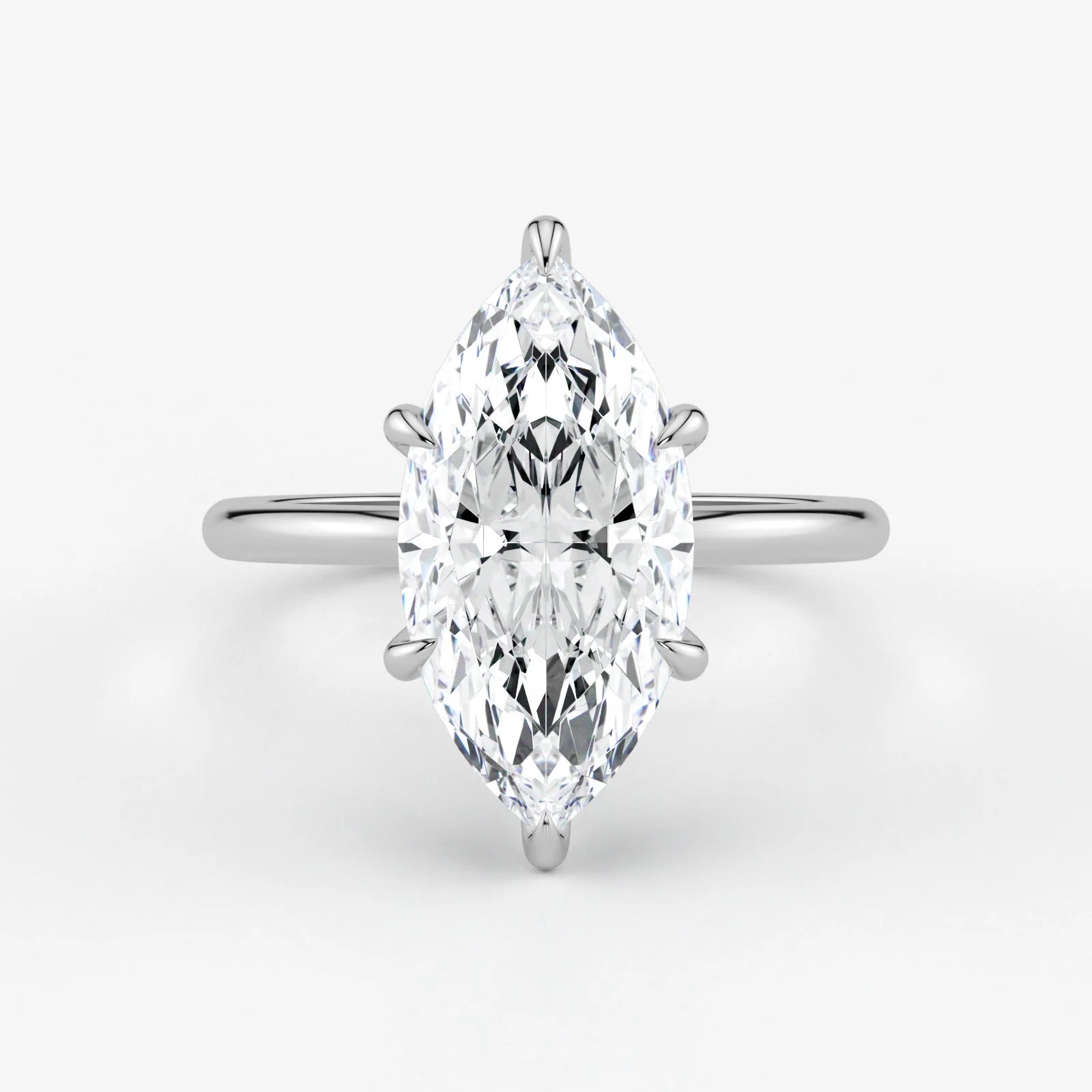 Marquise Cut Lab Grown Diamond Engagement Ring in 18K White Gold - Solitaire Style