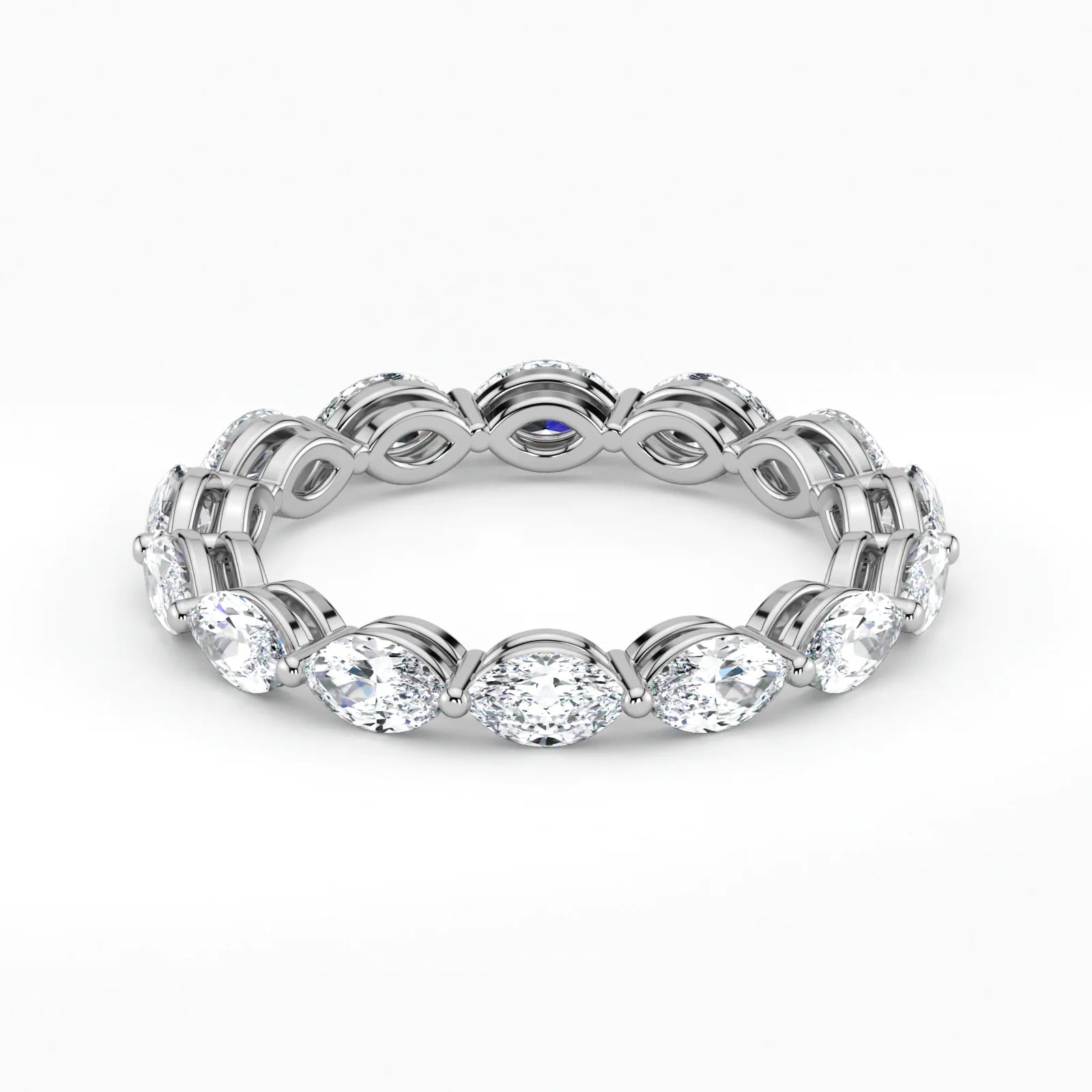 Marquise Cut Lab Grown Diamond Eternity Wedding Ring in 18K White Gold