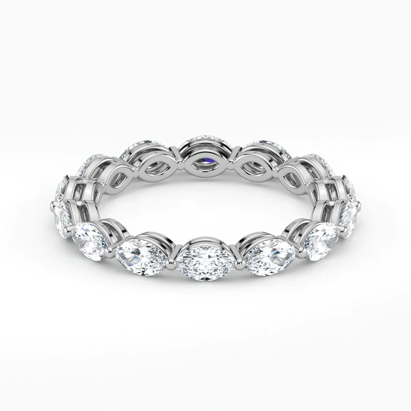 Marquise Cut Lab Grown Diamond Eternity Wedding Ring in 18K White Gold