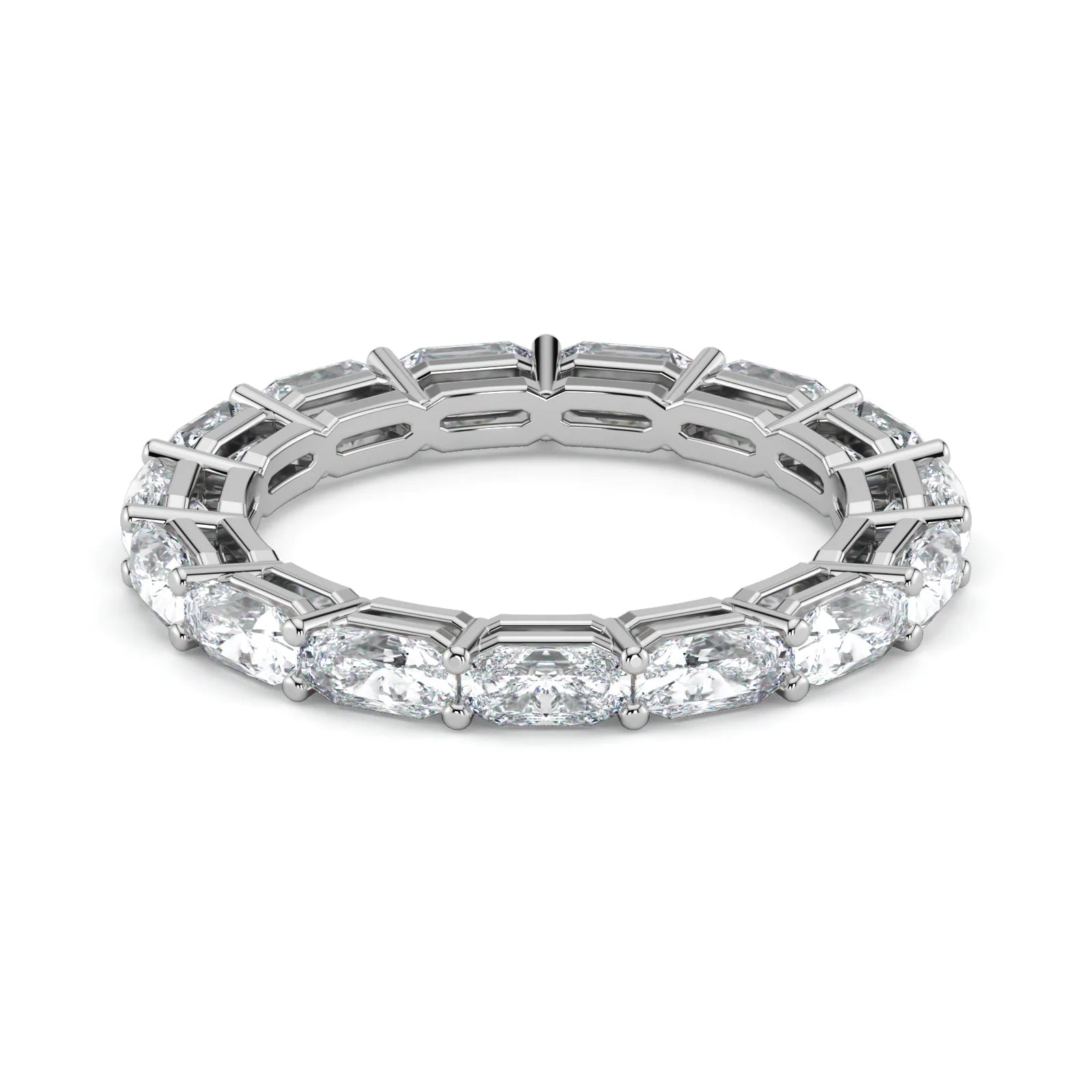 Radiant Cut Lab Grown Diamond Eternity Wedding Ring in 18K White Gold