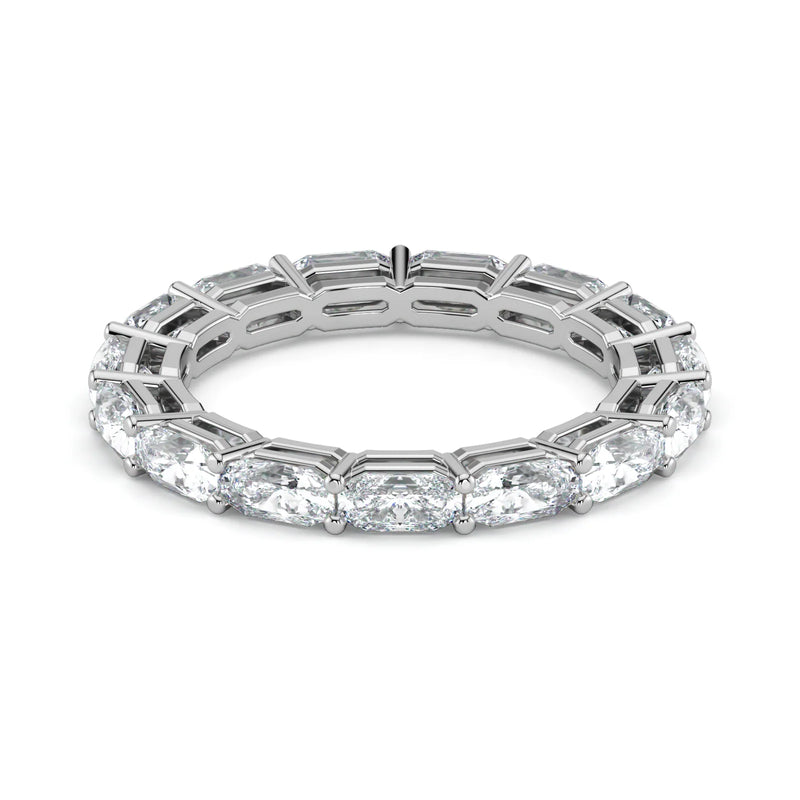 Radiant Cut Lab Grown Diamond Eternity Wedding Ring in 18K White Gold