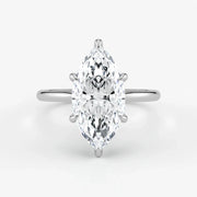 Marquise Cut Lab Grown Diamond Engagement Ring in 18K White Gold - Hidden Halo