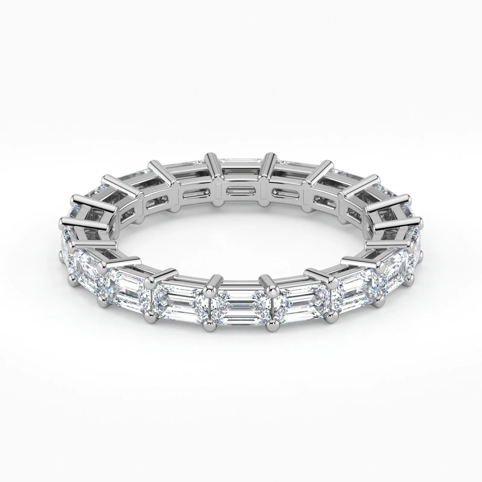 Emerald Cut Lab Grown Diamond Eternity Wedding Ring in Platinum