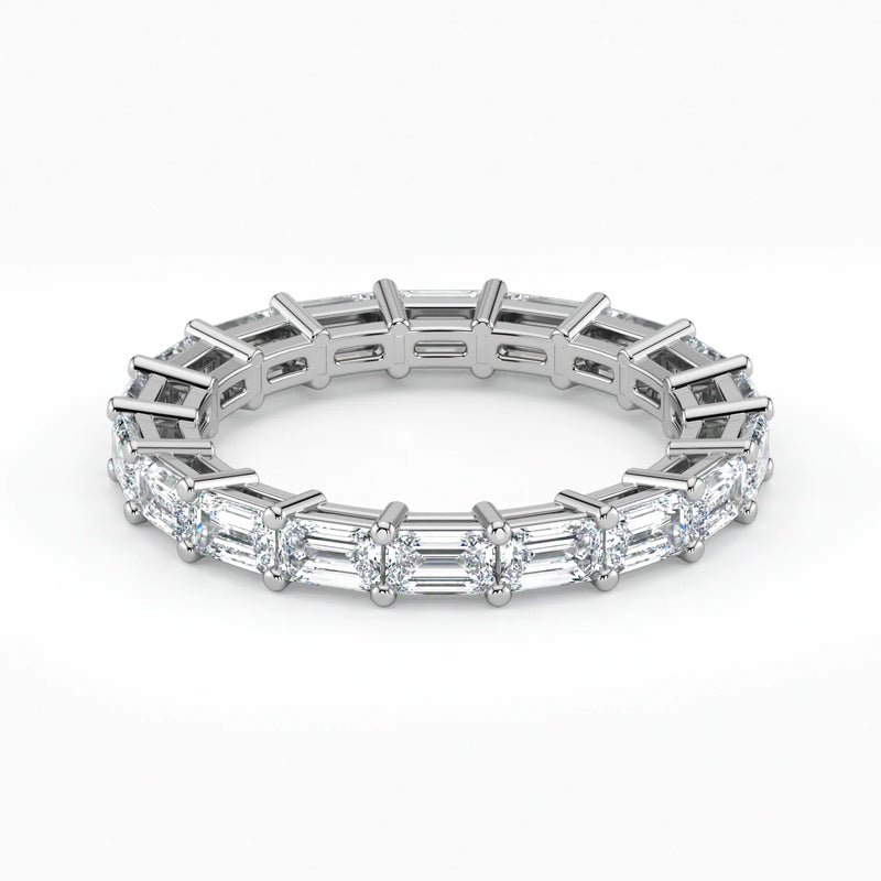 Emerald Cut Lab Grown Diamond Eternity Wedding Ring in 18K White Gold
