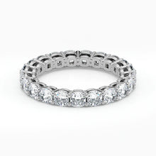 Cushion Cut Lab Grown Diamond Eternity Wedding Ring in 18K White Gold