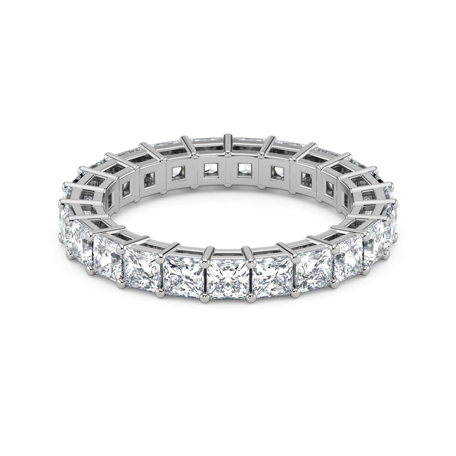 Princess Cut Lab Grown Diamond Eternity Wedding Ring in Platinum