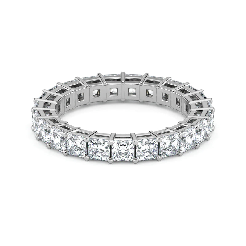Princess Cut Lab Grown Diamond Eternity Wedding Ring in Platinum