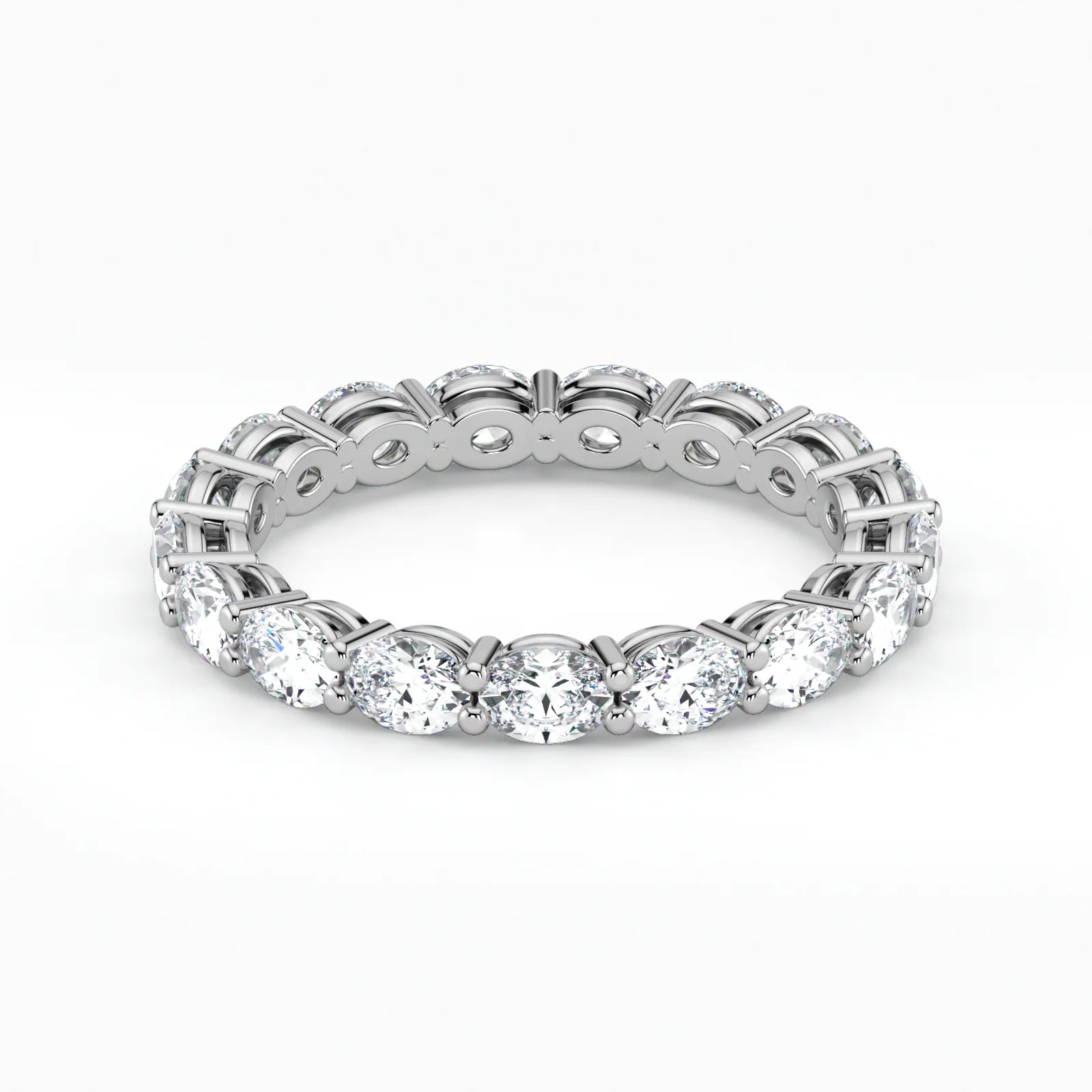 Oval Cut Lab Grown Diamond Eternity Wedding Ring in 18K White Gold