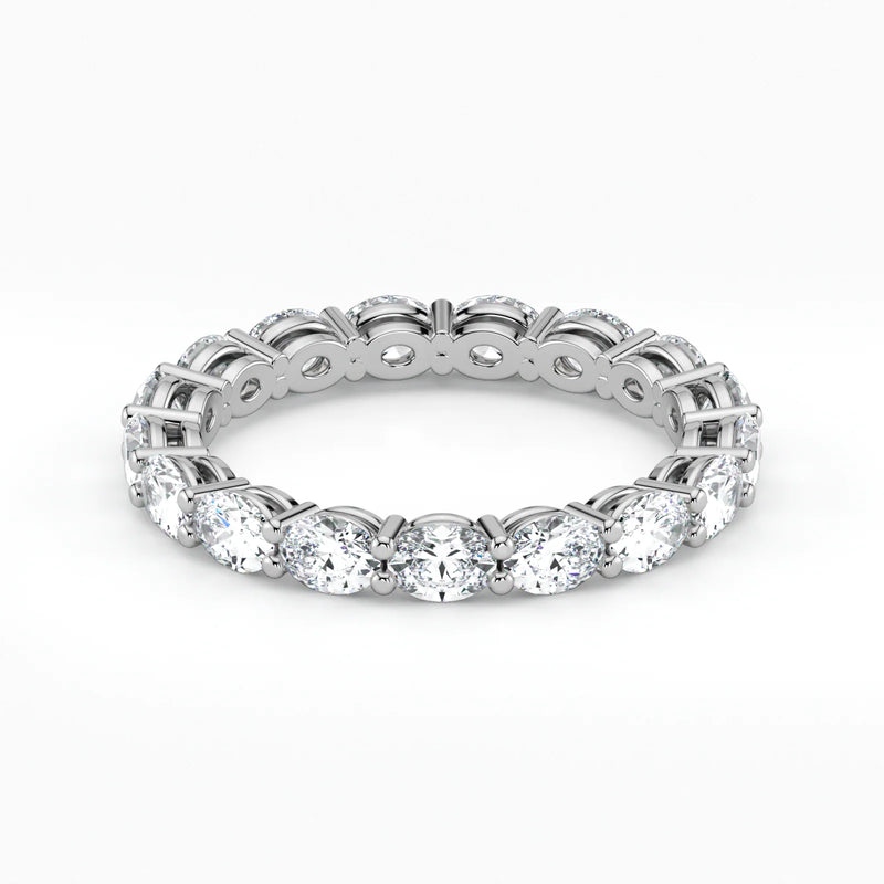 Oval Cut Lab Grown Diamond Eternity Wedding Ring in 18K White Gold