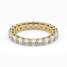 Cushion Cut Lab Grown Diamond Eternity Wedding Ring in 18K Yellow Gold