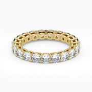 Cushion Cut Lab Grown Diamond Eternity Wedding Ring in 18K Yellow Gold