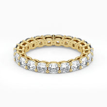 Cushion Cut Lab Grown Diamond Eternity Wedding Ring in 18K Yellow Gold
