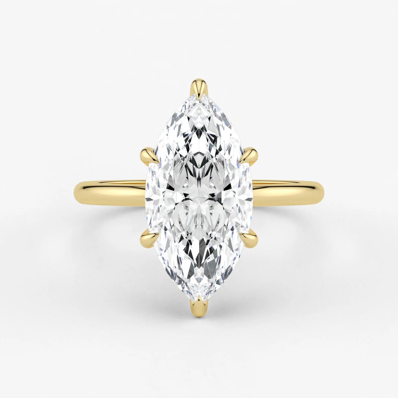 Marquise Cut Lab Grown Diamond Engagement Ring in 18K Yellow Gold - Solitaire Style
