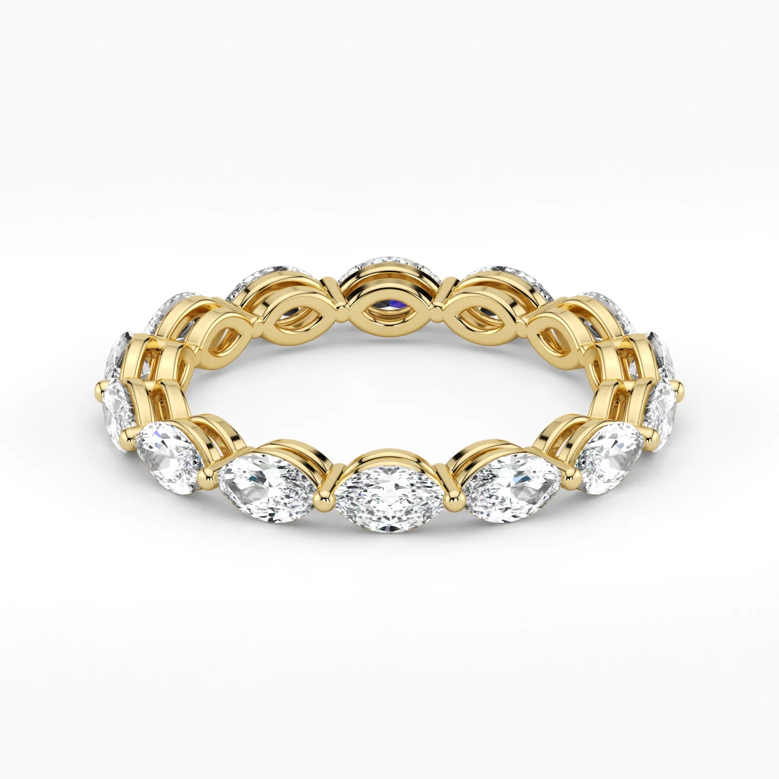 Marquise Cut Lab Grown Diamond Eternity Wedding Ring in 18K Yellow Gold