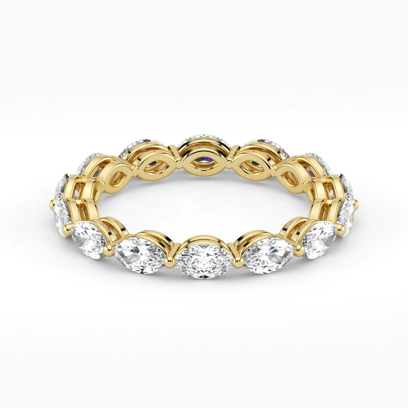 Marquise Cut Lab Grown Diamond Eternity Wedding Ring in 18K Yellow Gold