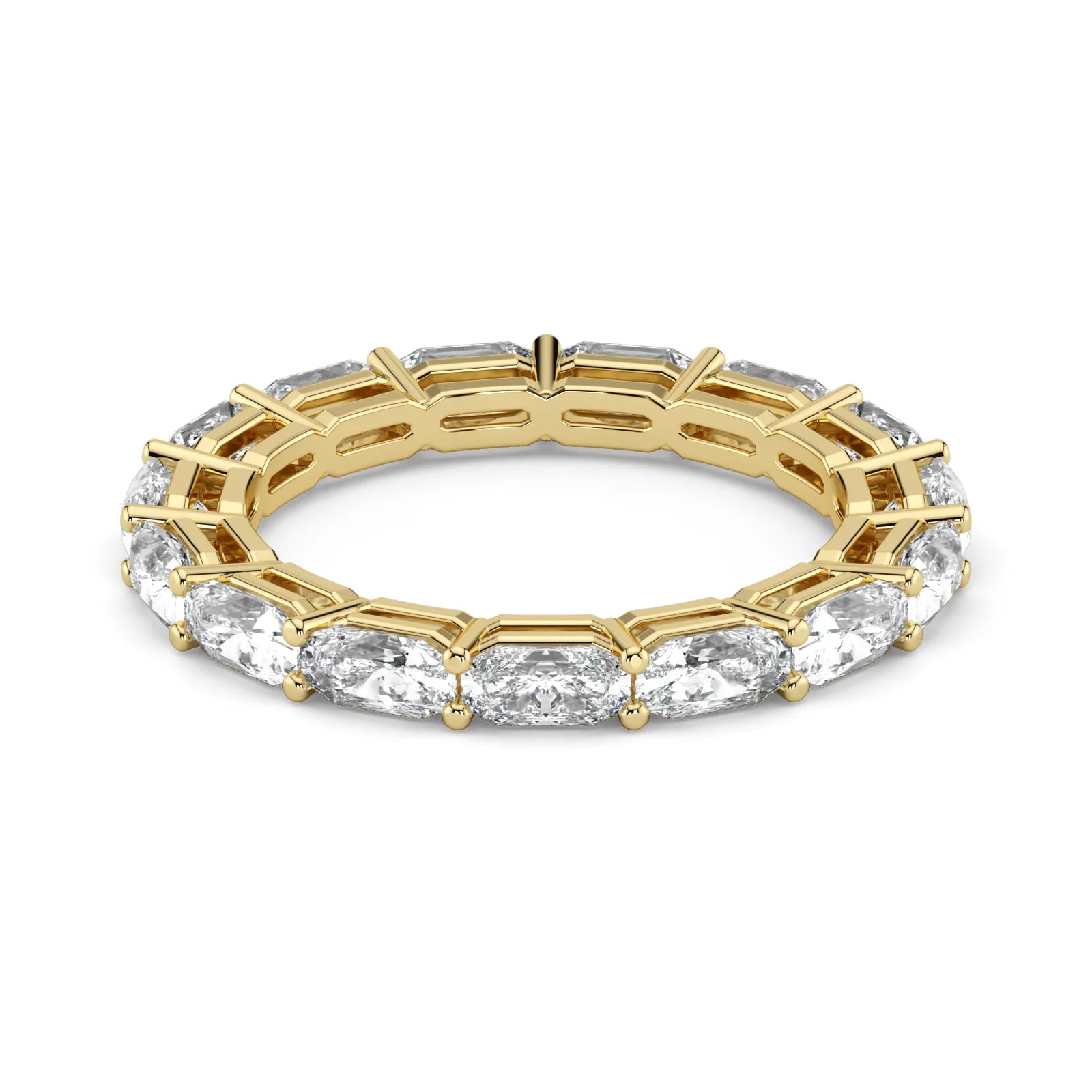 Radiant Cut Lab Grown Diamond Eternity Wedding Ring in 18K Yellow Gold