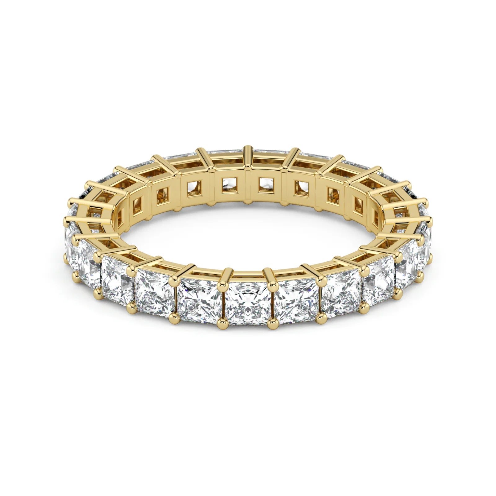 Princess Cut Lab Grown Diamond Eternity Wedding Ring in 18K Yellow Gold