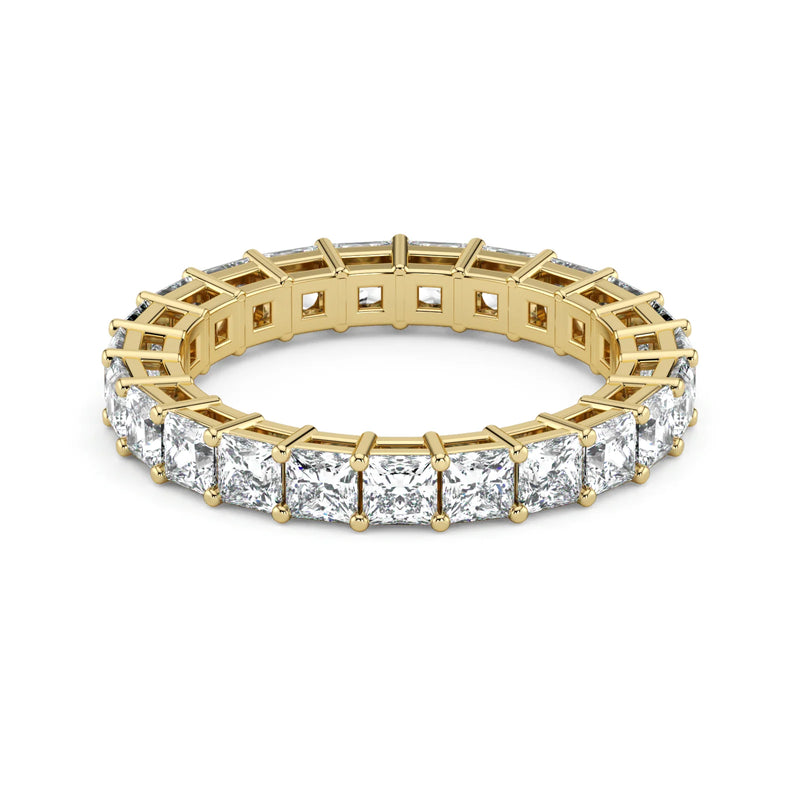 Princess Cut Lab Grown Diamond Eternity Wedding Ring in 18K Yellow Gold