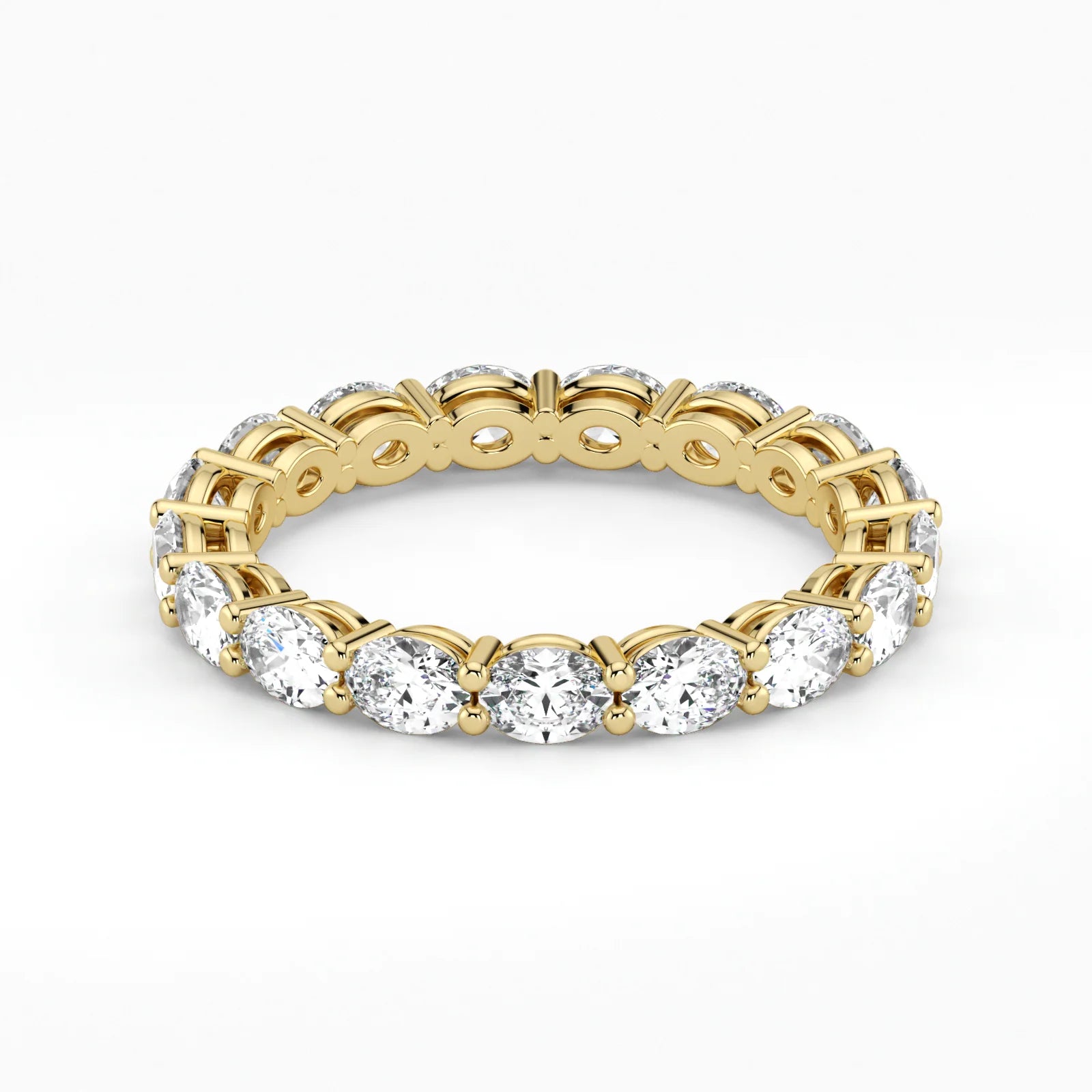 Oval Cut Lab Grown Diamond Eternity Wedding Ring in 18K Yellow Gold