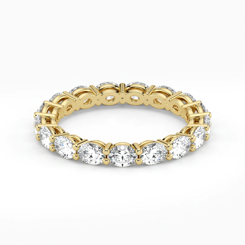 Oval Cut Lab Grown Diamond Eternity Wedding Ring in 18K Yellow Gold