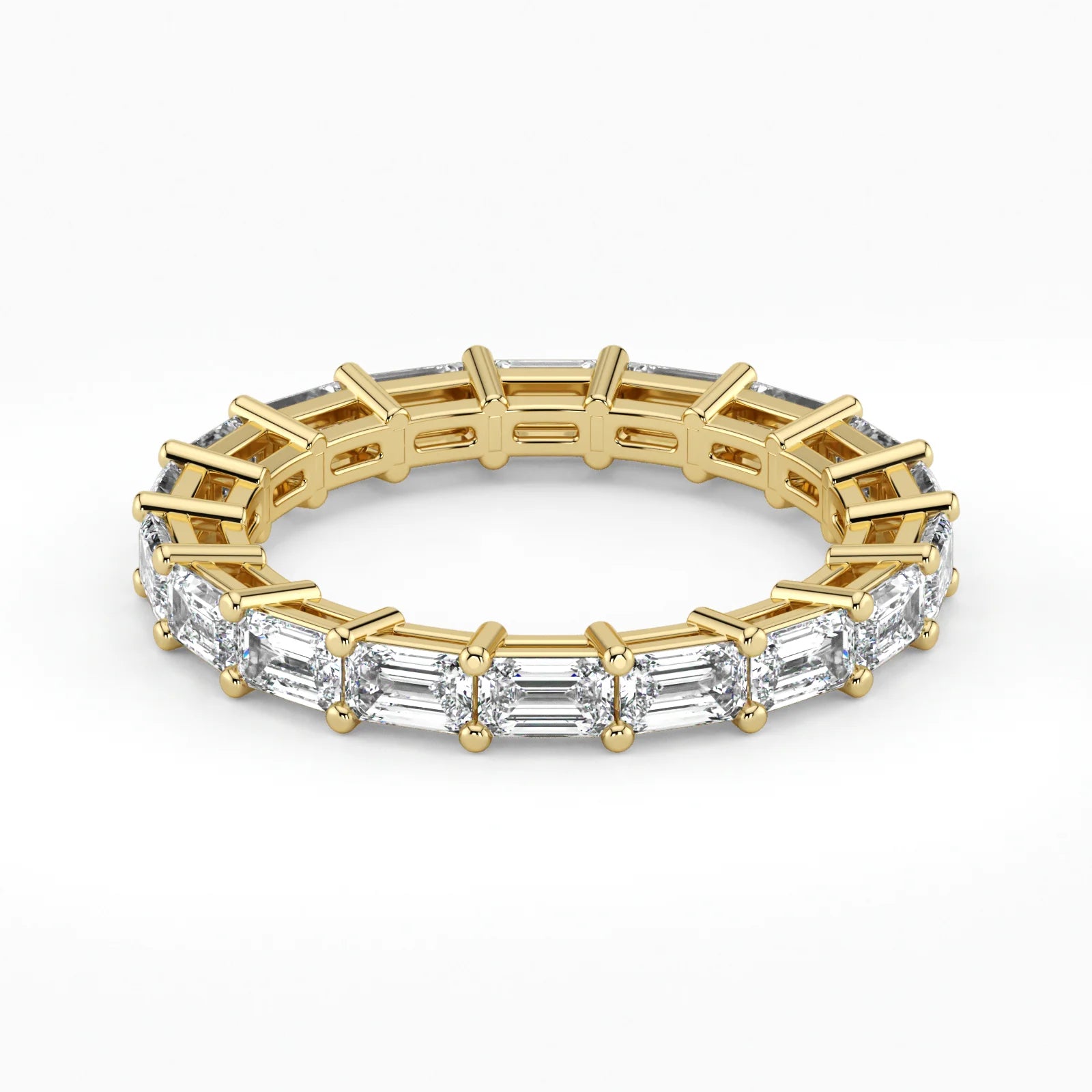 Emerald Cut Lab Grown Diamond Eternity Wedding Ring in 18K Yellow Gold