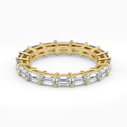 Emerald Cut Lab Grown Diamond Eternity Wedding Ring in 18K Yellow Gold