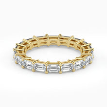 Emerald Cut Lab Grown Diamond Eternity Wedding Ring in 18K Yellow Gold