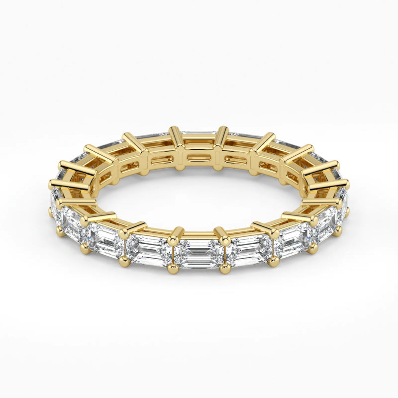 Emerald Cut Lab Grown Diamond Eternity Wedding Ring in 18K Yellow Gold