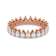 Pear Cut Lab Grown Diamond Eternity Wedding Ring in 18K Rose Gold
