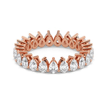 Pear Cut Lab Grown Diamond Eternity Wedding Ring in 18K Rose Gold
