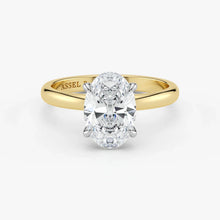 Oval Cut Lab Grown Diamond Engagement Ring in 18K Two-Tone Gold - Hidden Halo